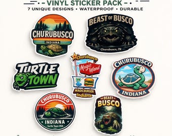 Paquete de pegatinas de Churubusco Indiana / Turtle Town, calcomanías de vinilo de Beast of Busco