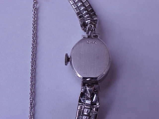 Antique 14k white  gold diamond Belair watch Estate Very Rare 14k White Gold Diamond Belair Lady main image 2