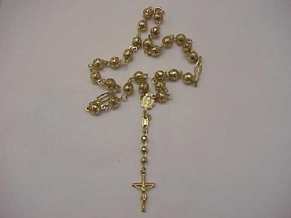 10k Solid Yellow Gold Rosary virgin Mary Jesus Cross Necklace 24'' 6.2 gr |  eBay