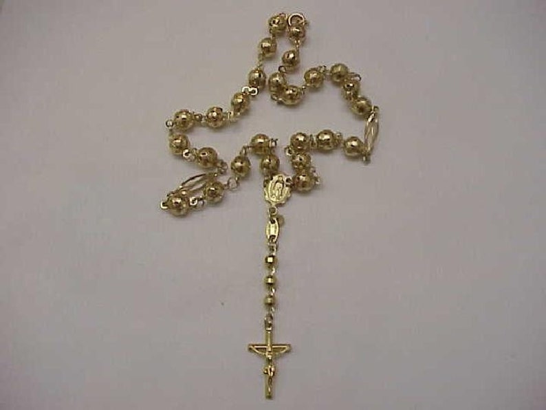 Estate Vintage 14k Solid Yellow Gold Rosary Beads & Crucifix/cross
