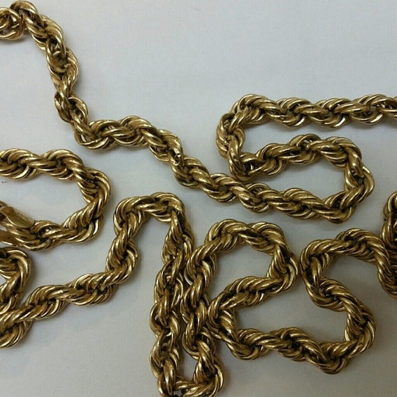 Estate Vintage 10k Yellow Gold Rope / Bayadère Ne… - image 5