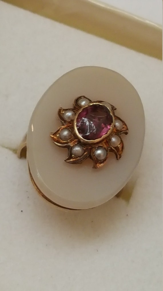 Antique Victorian 14K Gold Rare White Carnelian~A… - image 5