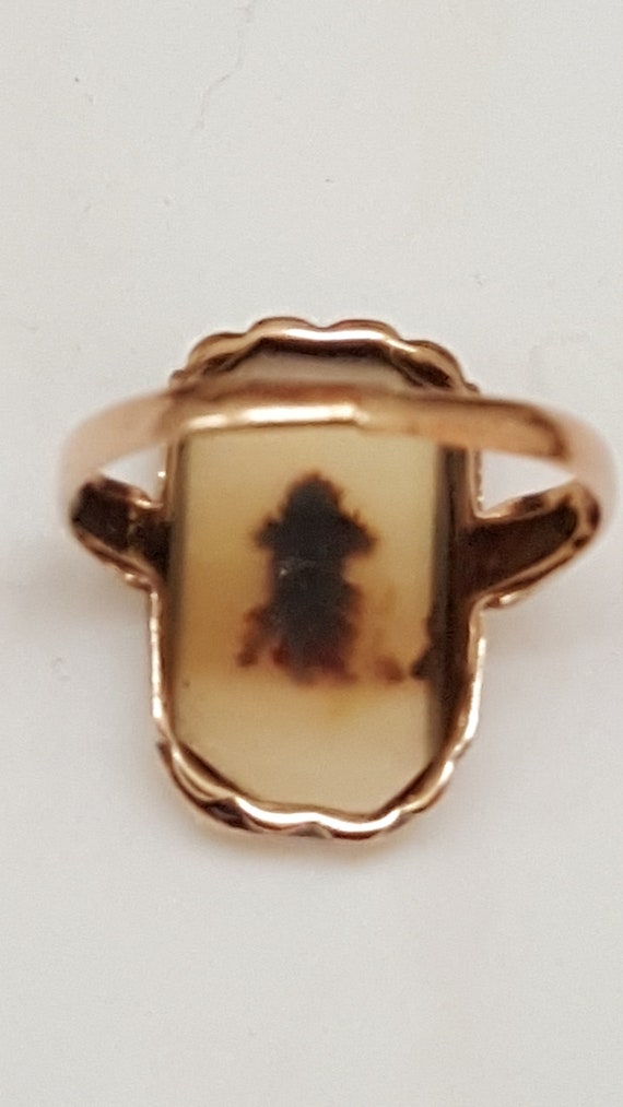 Antique Victorian Natural  Agate 10K Gold  Ring, … - image 5