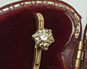 Art Deco  14kt yellow  Gold  .10ct Solitaire  Diamond  Ring, 1930s