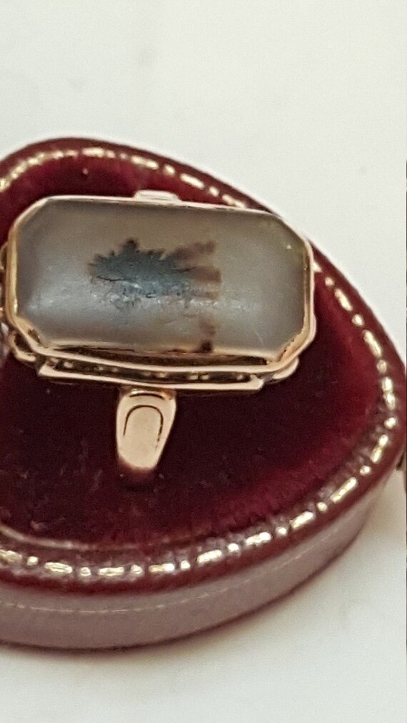 Antique Victorian Natural  Agate 10K Gold  Ring, … - image 6