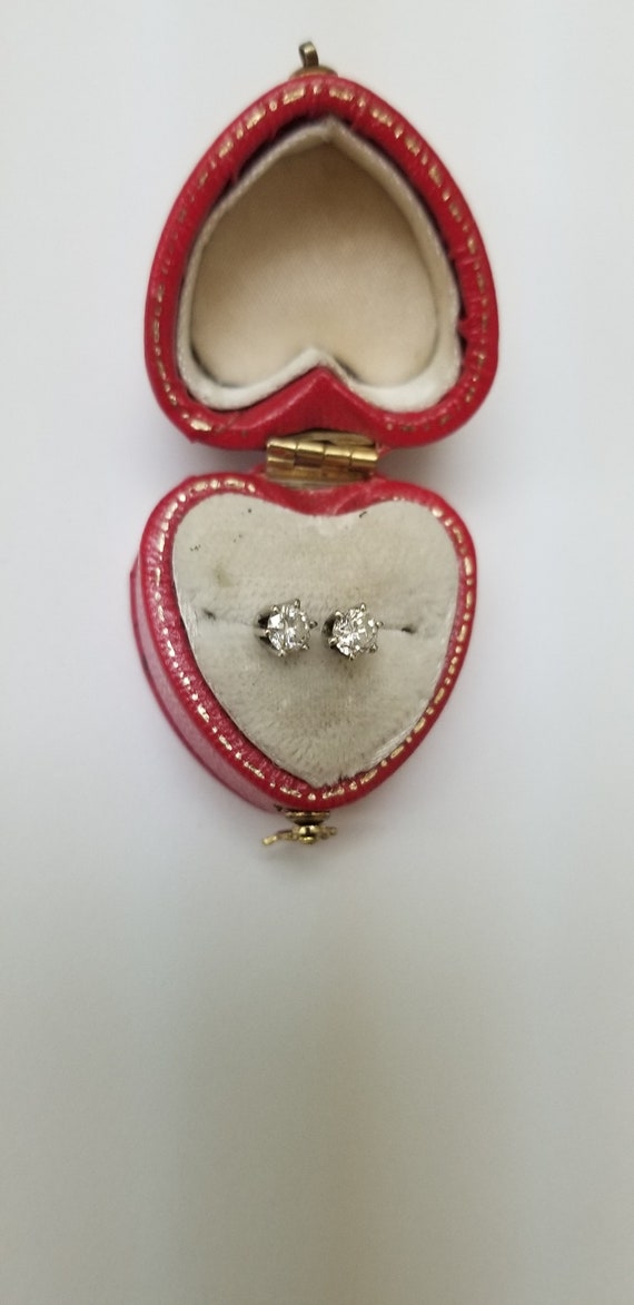 Estate .50ct  Diamond 14k WG Earrings Studs , Cir… - image 7