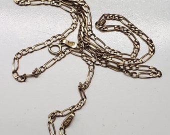 Estate Vintage 14k yellow gold figaro  link style  chain  necklace 18.5"