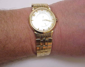 Mens Vintage Bulova 23 Jewels Automatic 14k Solid Yellow Gold 