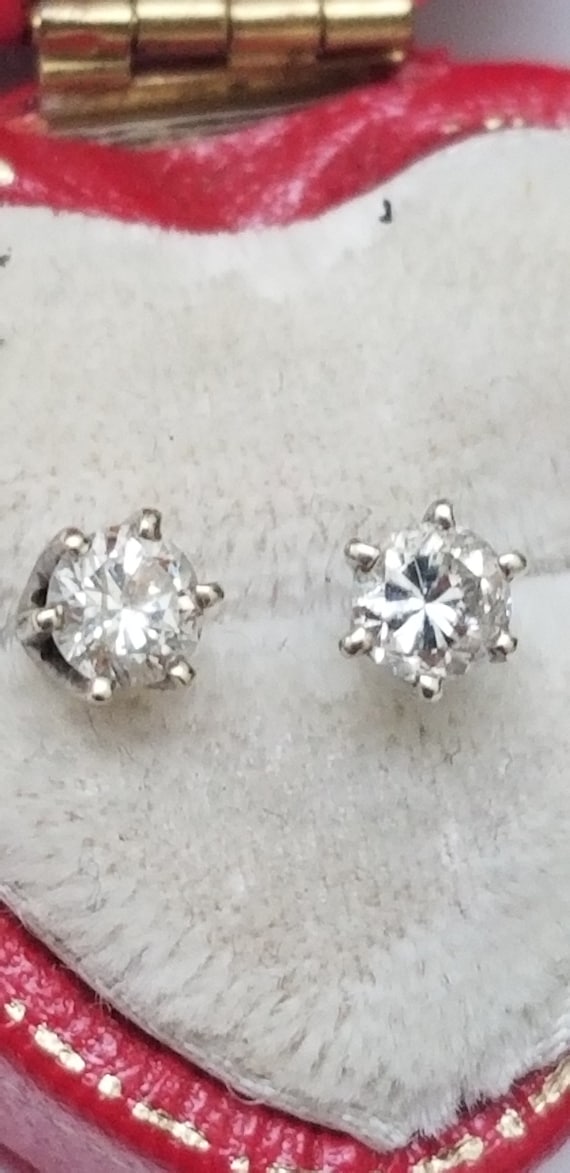 Estate .50ct  Diamond 14k WG Earrings Studs , Circ