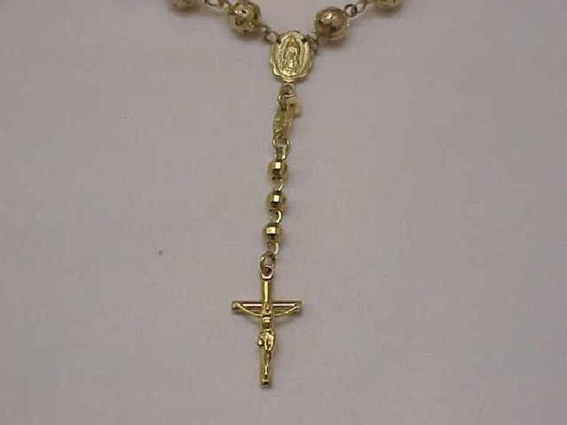 Estate Vintage 14k Solid Yellow Gold Rosary Beads & Crucifix/cross