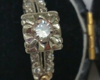 Fabulous! Estate 14K 2-Tone Gold Filigree .40ct VS/G Old European Cut Diamond Ring ,ART DECO,1920s