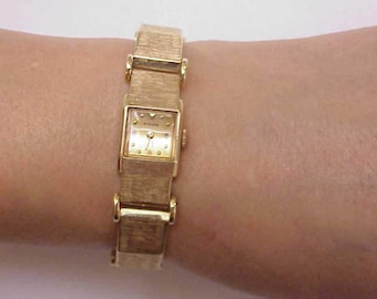 Ladies Antique 14k Solid Gold Bracelet & Case Watch by Otto Grun