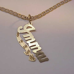 14K SOLID YELLOW GOLD Personalized Custom Name Pendant Charm