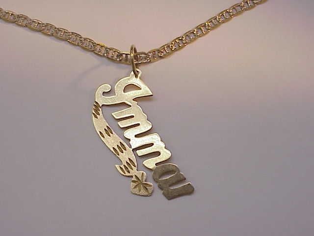14K SOLID YELLOW GOLD Personalized Custom Name Pendant Charm - Etsy