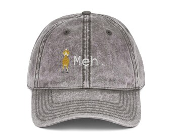 Meh with Goat Embroidery Cap | Vintage Distressed Baseball Hat