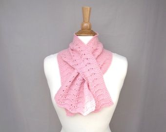 Peach Pink Keyhole Scarf, Pure Cashmere, Pull Through Neck Warmer Scarf, Super Soft Warm Lightweight, Luxury Gift