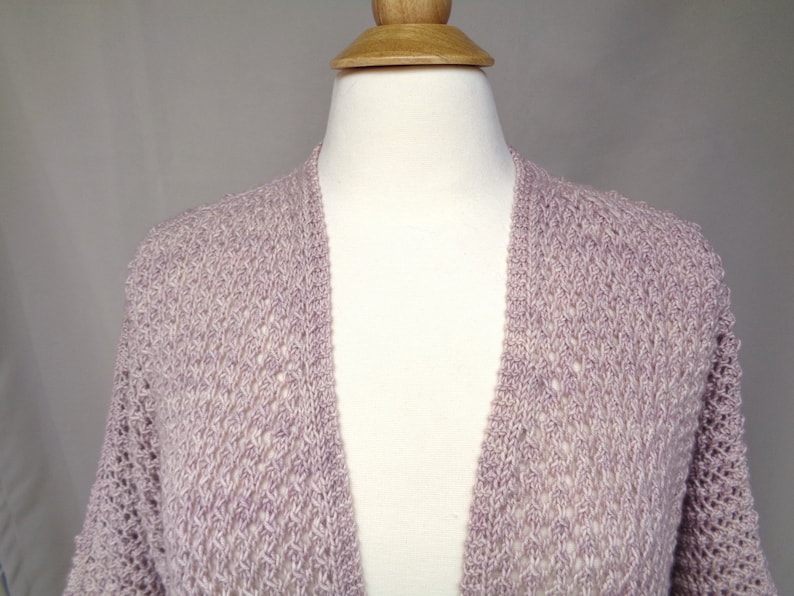 Light Brown Loose Fit Shrug Cardigan Sweater Cashmere Merino Wool Womens M L Hand Knit Elegant Lace