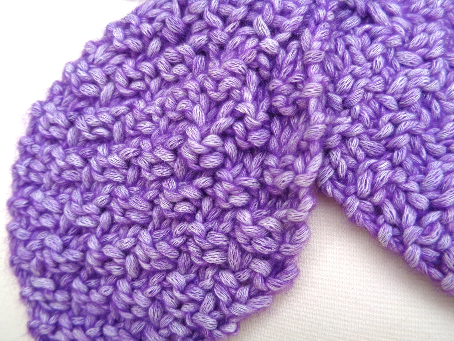 Purple Ascot Scarf Neck Warmer Cowl Hand Knit Cotton Merino Etsy