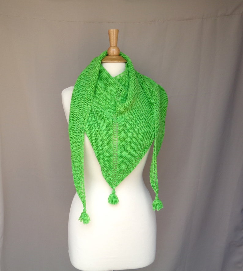 Dreieck Schal mit Quasten Lime green Merino Wolle Hand | Etsy