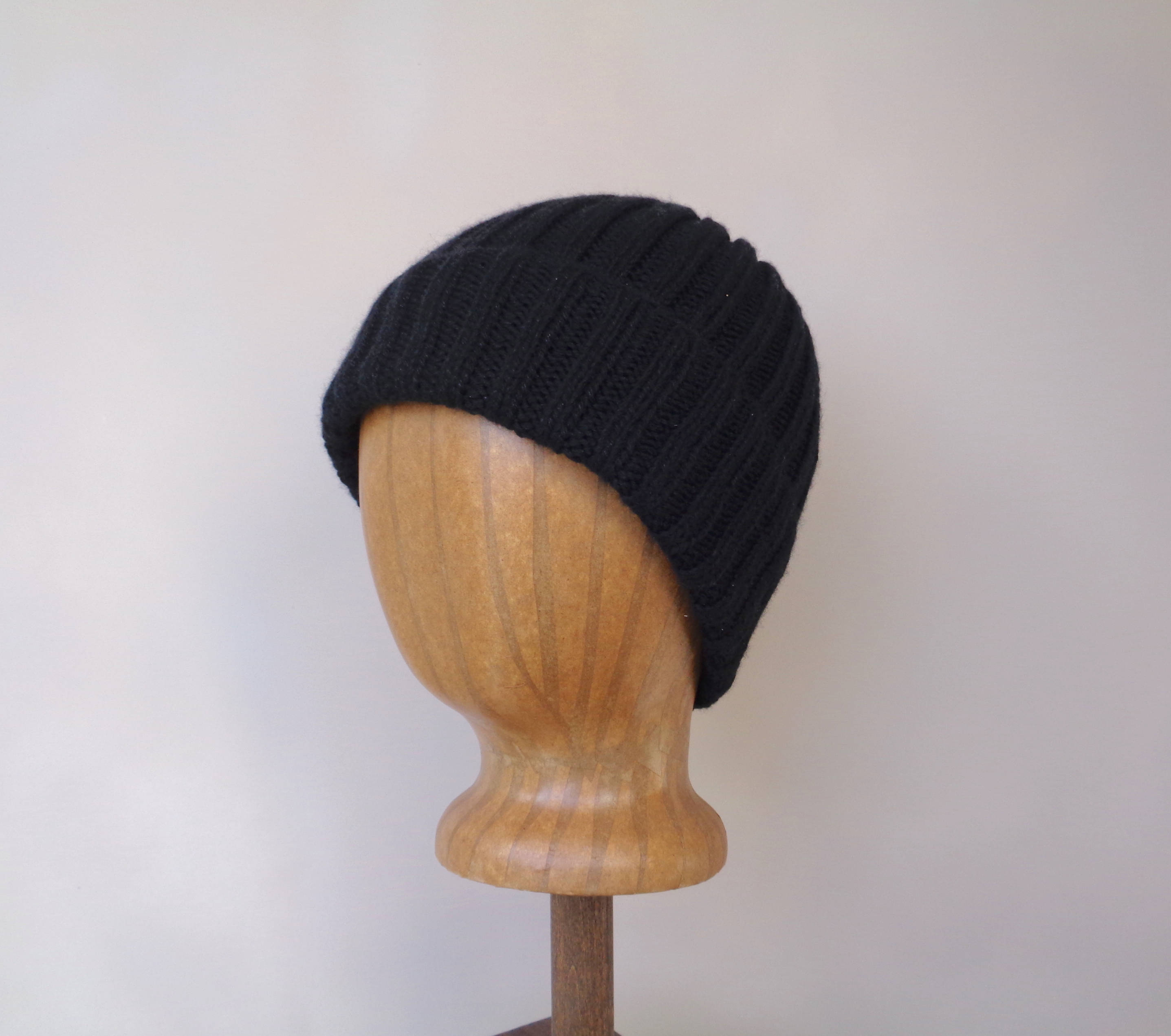 Knit Cashmere Hat Black Beanie Watch 