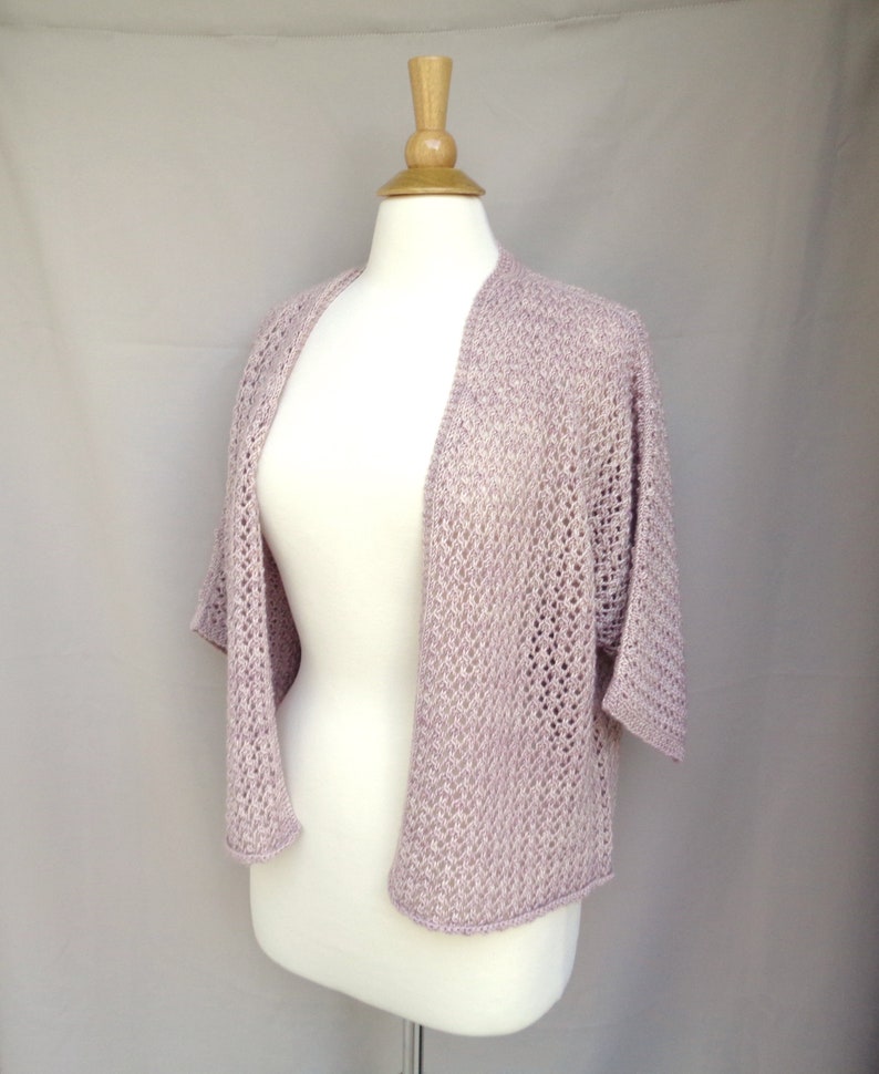 Light Brown Loose Fit Shrug Cardigan Sweater Cashmere Merino Wool Womens M L Hand Knit Elegant Lace