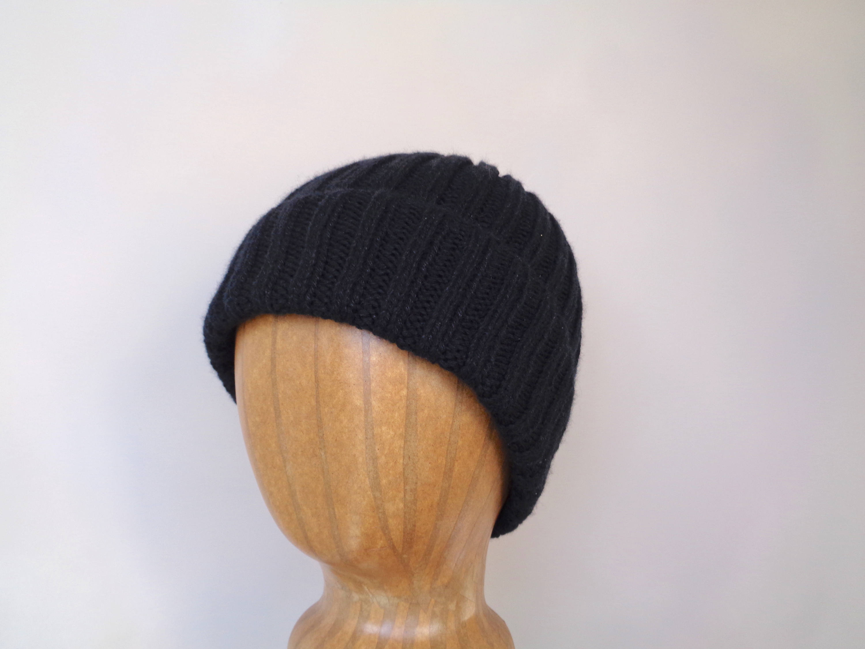Knit Cashmere Hat Black Beanie Watch 