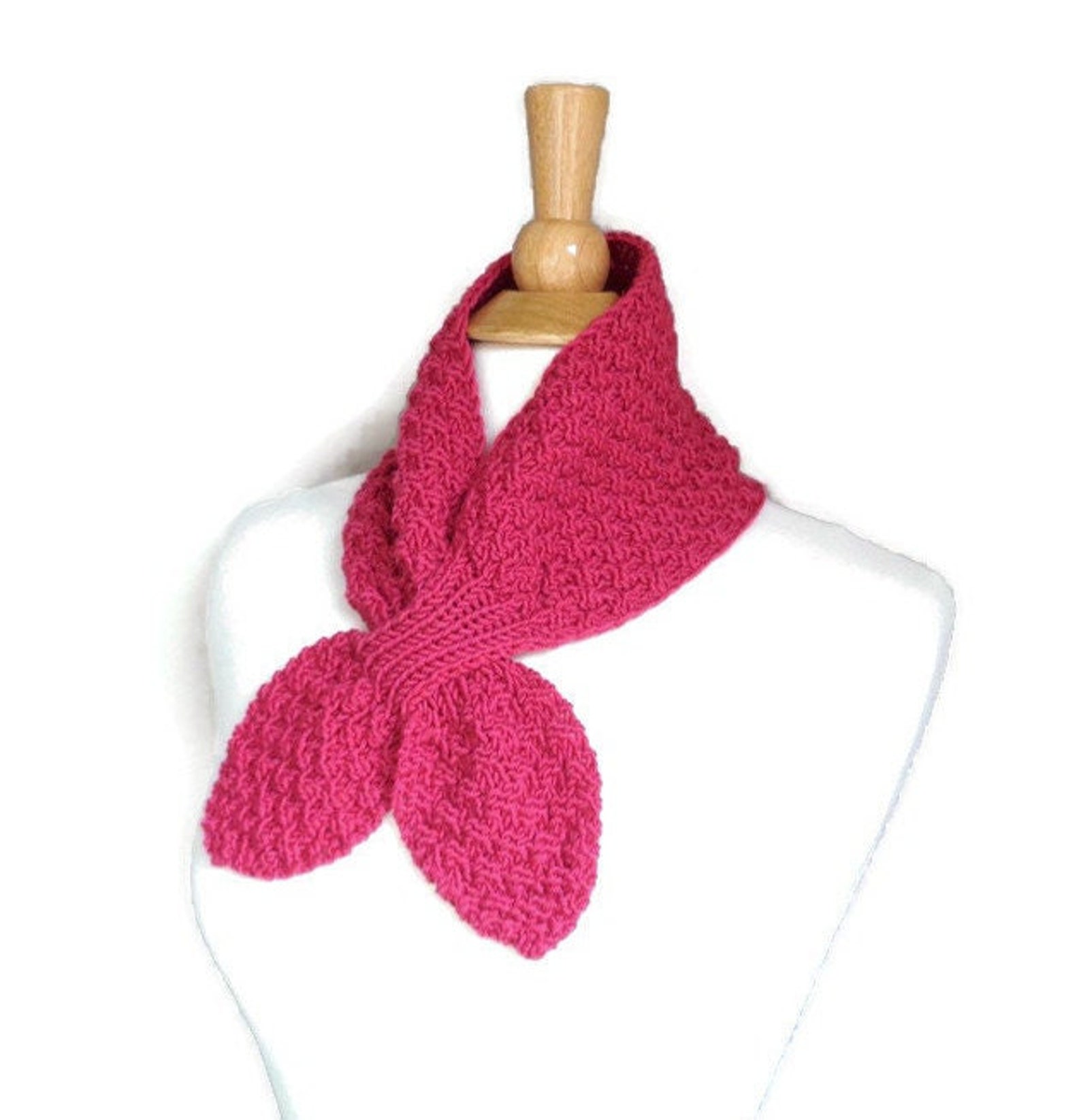 Women's Neck Warmer Scarf Ascot Bow Style Fuchsia Pink Etsy