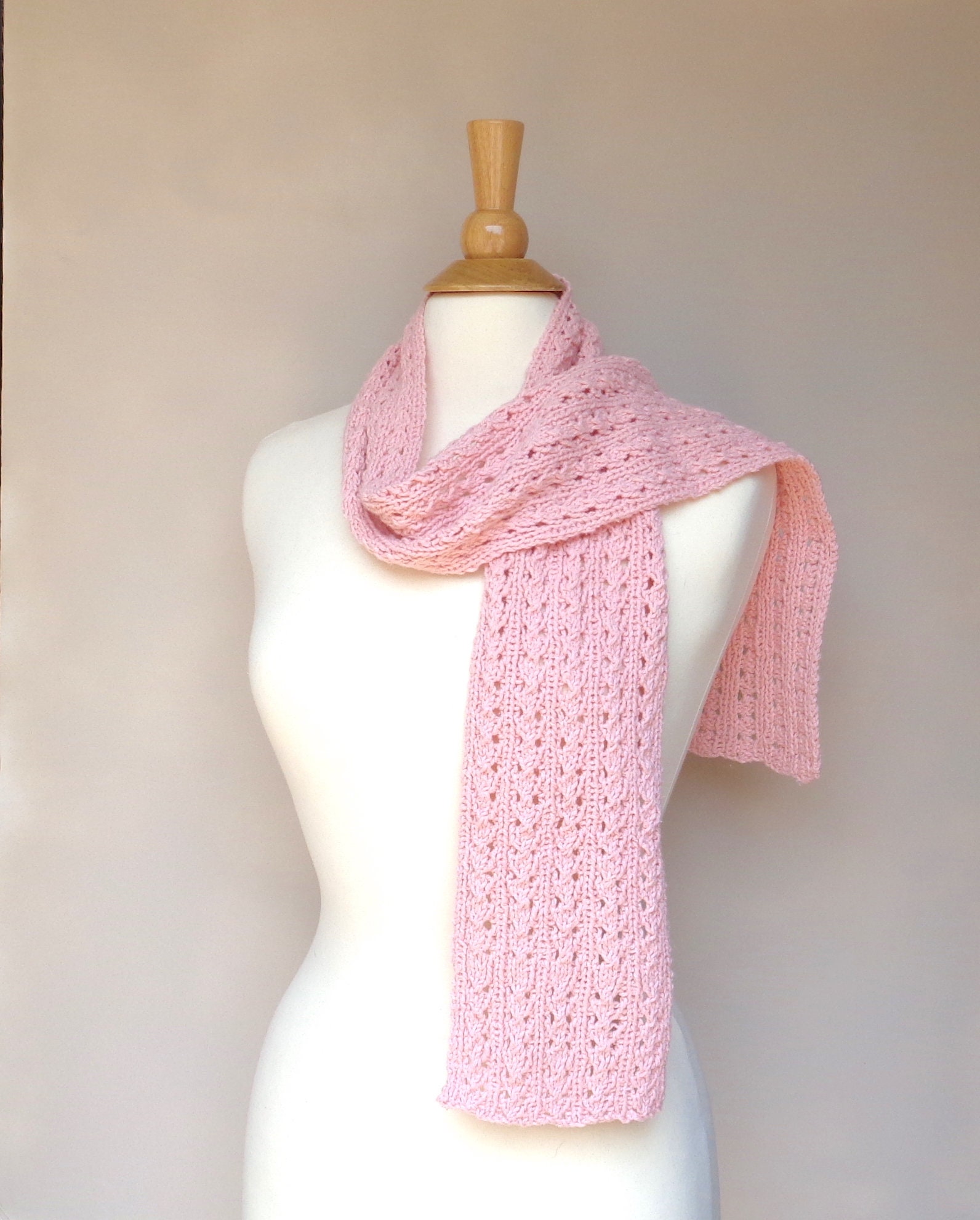 Cotton Silk Scarf Rose Pink Hand Knit Short Women's - Etsy