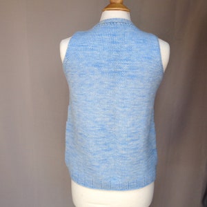 Pullover Sweater with Cable Design, Sleeveless Sweater Vest, Hand Dyed Blue Merino Wool, Hand Knit, Fall Winter Layer image 6