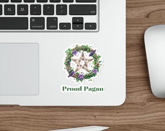 Pegatinas troqueladas con corona de pentáculo pagano / Pegatina de brujería pagana