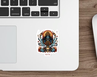 Pegatina troquelada con ilustración de Kali Ma / Diosa hindú, motivo de calavera