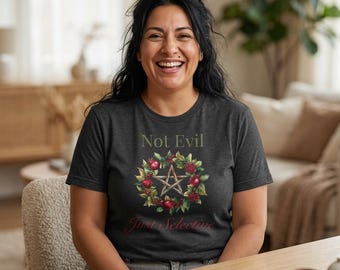 Camiseta "No soy malvado, solo selectivo" / Camiseta con corona de pentagrama, diseño de bruja