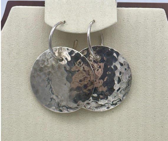 Dominique Dinouart Designs DDD Mexico Hammered Sterling Silver Drop Earrings 925
