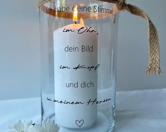 Gedenkglas | Trauergeschenk | Erinnerungsgeschenk | Kerze im Glas | Du fehlst so sehr | Trostlicht | Andenken | In liebevoller Erinnerung
