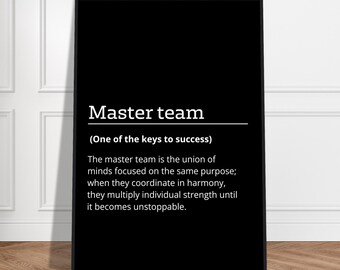 master team Motivational poster, wall art, discipline, home office, gym poster, inspiration, office art, success quote