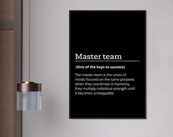 master team Motivational poster, wall art, discipline, home office, gym poster, inspiration, office art, success quote