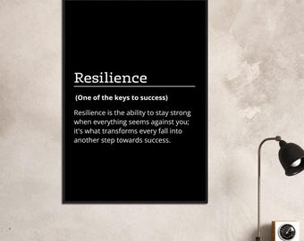 resilience, Motivational poster, wall art, discipline, home office, gym poster, inspiration, office art, success quote