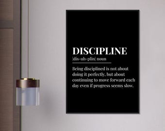 discipline, Motivational mural art, focus and discipline, personal success, gym and office, daily inspiration, goals and consistency