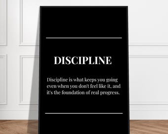 discipline poster Motivational mural art, focus and discipline, personal success, gym and office, daily inspiration, goals and consistency