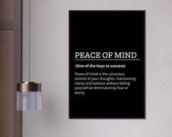 peace of mind poster, Motivational poster, wall art, discipline, home office, gym poster, inspiration, office art, success quote