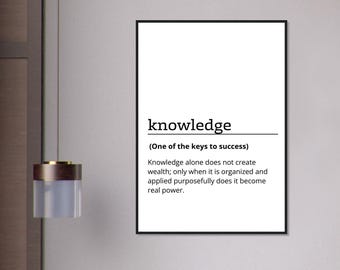 knowledge poster, with a motivational and inspirational message, office decor, typography, entrepreneurship, present, minimalist wall art