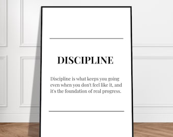discipline poster Motivational wall art, inspirational poster, discipline and focus, success mindset decor, gym motivation print