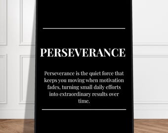 perseverance,minimalist Motivational poster, wall art, discipline, home office, gym poster, inspiration, office art, success quote,