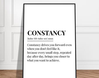 Constancy, Motivational mural art, focus and discipline, personal success, gym and office, daily inspiration, goals and consistency