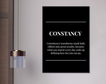 constancy Motivational poster, wall art, discipline, home office, gym poster, inspiration, office art, success