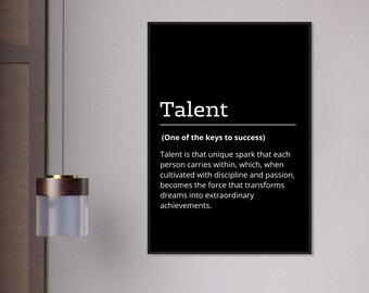 talent Motivational poster, wall art, discipline, home office, gym poster, inspiration, office art, success quote