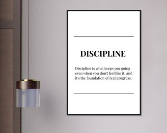 discipline poster Motivational wall art, inspirational poster, discipline and focus, success mindset decor, gym motivation print