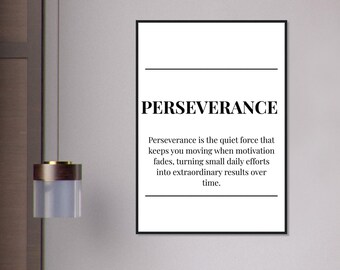 perseverance, Motivational poster, wall art, discipline, home office, gym poster, inspiration, office art, success quote