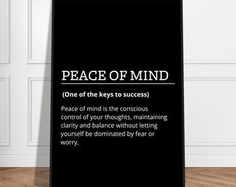 peace of mind poster, Motivational poster, wall art, discipline, home office, gym poster, inspiration, office art, success quote