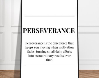 perseverance, Motivational poster, wall art, discipline, home office, gym poster, inspiration, office art, success quote
